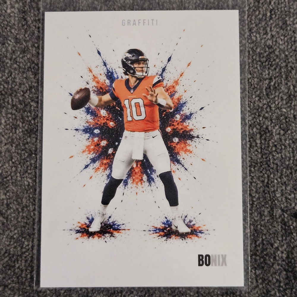 Bo Nix CUSTOM Fan-Art Made Graffiti Football Card Denver Broncos